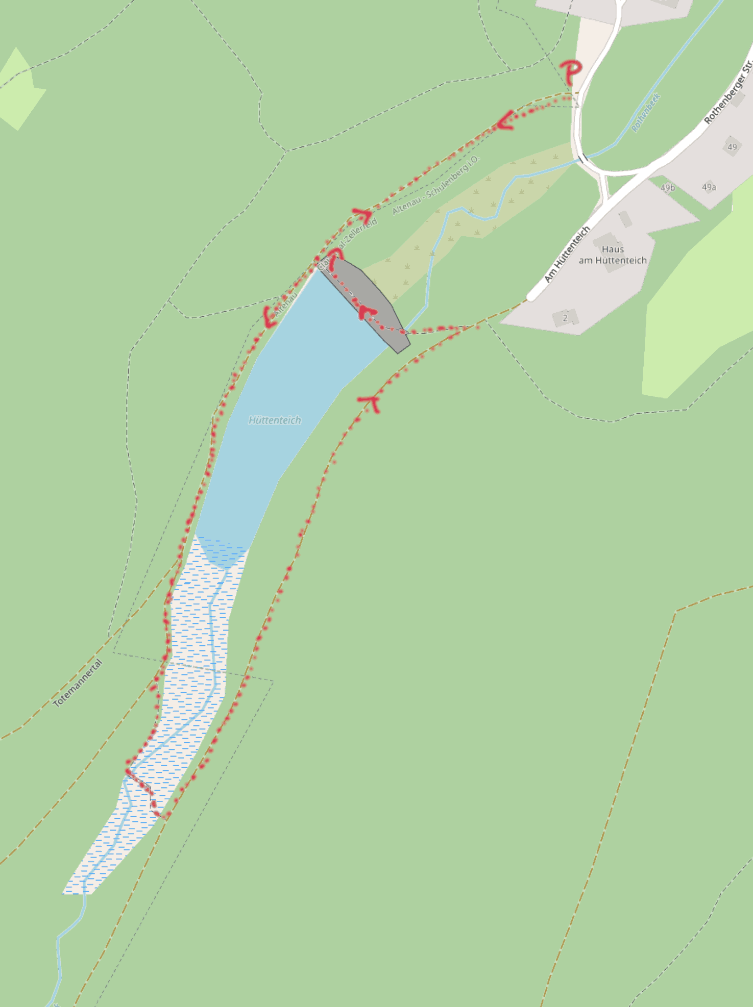 Karte: Wanderung um den Hüttenteich, Altenau