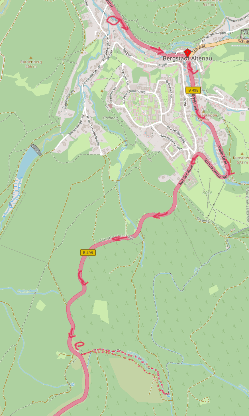 Karte: Wanderung zur Eisenquelle, Altenau